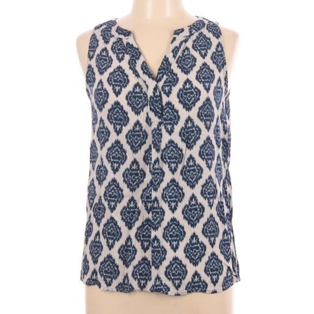 Ava Christine Ikat Print Sleeveless Blouse Size XL